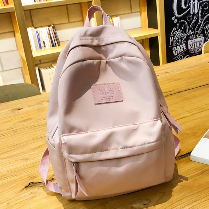 Модный женский красивый наплечный рюкзак для девочек школьные сумки прочный нейлоновый походный рюкзак, Женский школьный рюкзак Mochila SAC - Цвет: Розовый