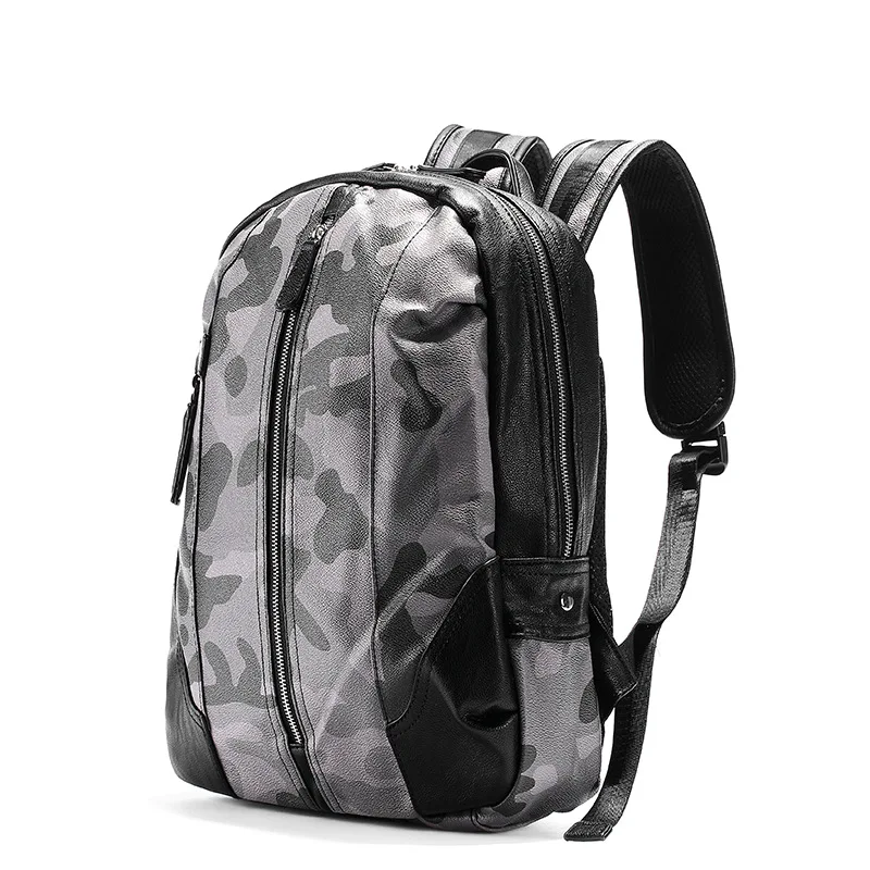 

2018 New Brand Preppy Style PU Leather School Backpack Bag For College Simple Design Black Camouflage Men Casual Daypacks male