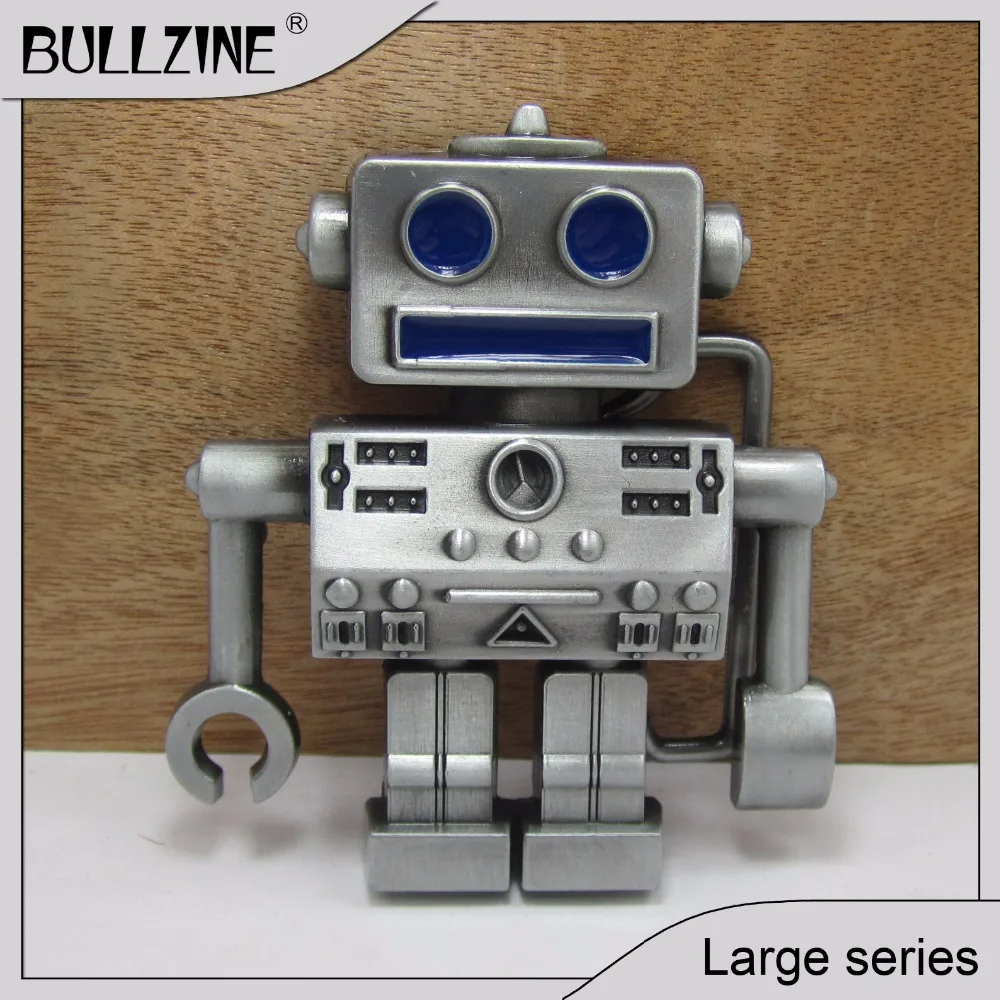 

The Bullzine Robot belt buckle with blue enamel with pewter finish FP-02582-1 suitable for 4cm width belt