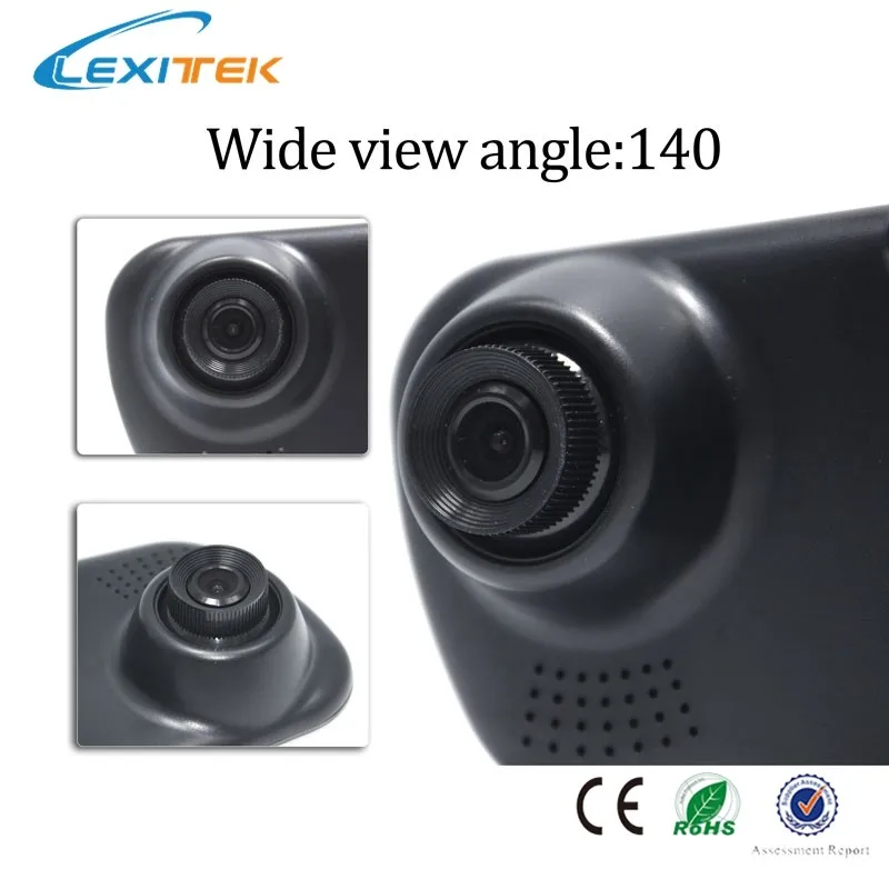 Lexitek D12 4_11.3 inch Dual channel Full HD Car Black Box built-in rear view blue mirror