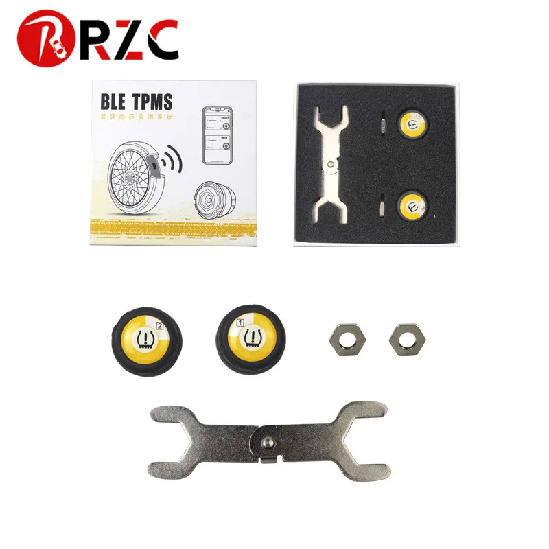 

TPMS Motorcycle Bluetooth Tire Pressure Monitoring 2 External Sensors With Alarm System For IOS / Android TPMS Motorcycle TPMS