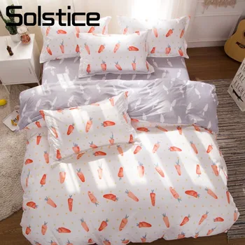 

Solstice Home Textile Kids Teenager Bed Cover Boy Girl Bedding Sets Cartoon Carrot Bed Linen 3/4Pcs Pillowcase Duvet Cover Sheet