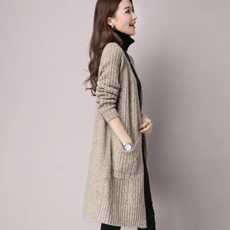 #^Special Price Women Sweater Long Wool Cardigan 2018 New Fashion Spring Autumn Long Sleeve Loose Knitted Cardigan Sweaters female Long Coat