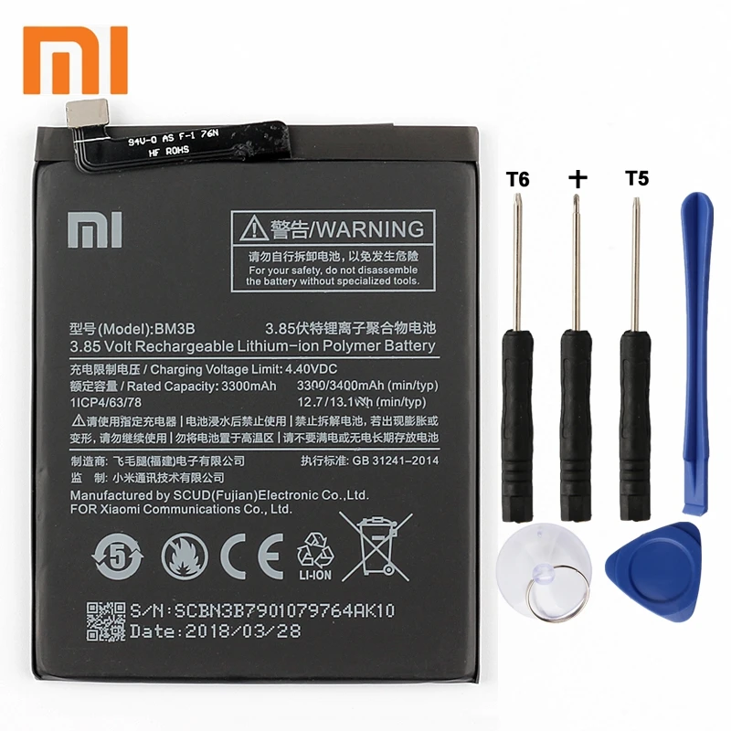 

Xiao Mi Xiaomi Mi BM3B Phone Battery For Xiao mi MIX2 MIX 2 BM3B 3400mAh Original Replacement Battery + Tool