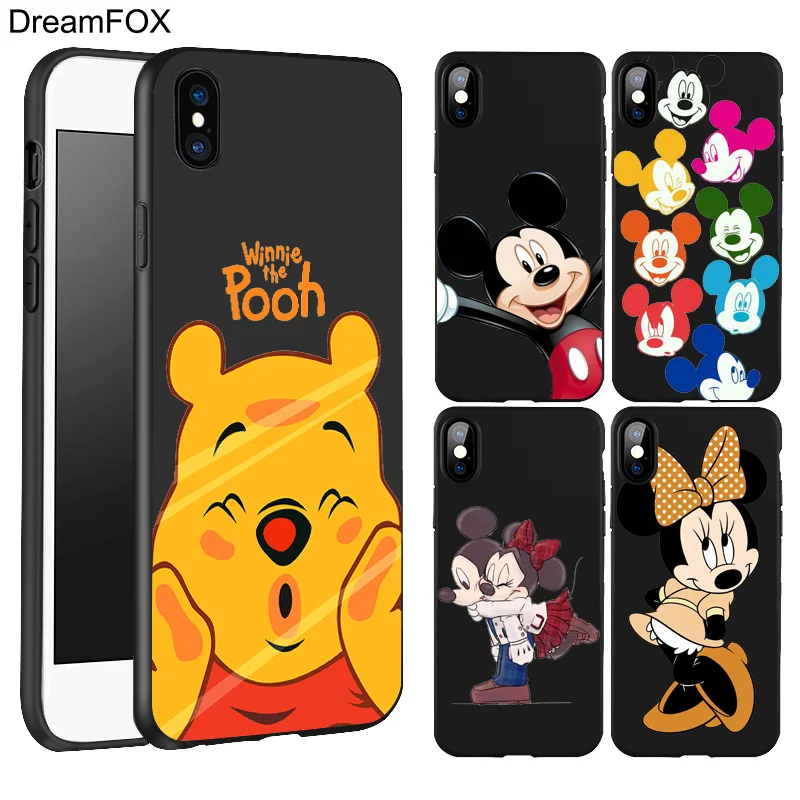 

DREAMFOX L018 Cartoon Mickey Minnie Black Soft TPU Silicone Case Cover For Apple iPhone XR XS Max X 8 7 6 6S Plus 5 5S 5G SE