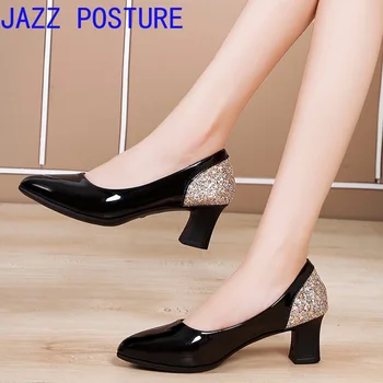 

Fall classic women's high-heeled shoes high fashion with cream-colored office shoes shining sequins wedding dress high heelsz133