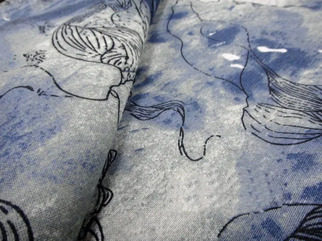 100 см* 145 см китайское этническое платье Материал имитирует батик печать натуральный Льняной текстиль Живопись Ткань для штор