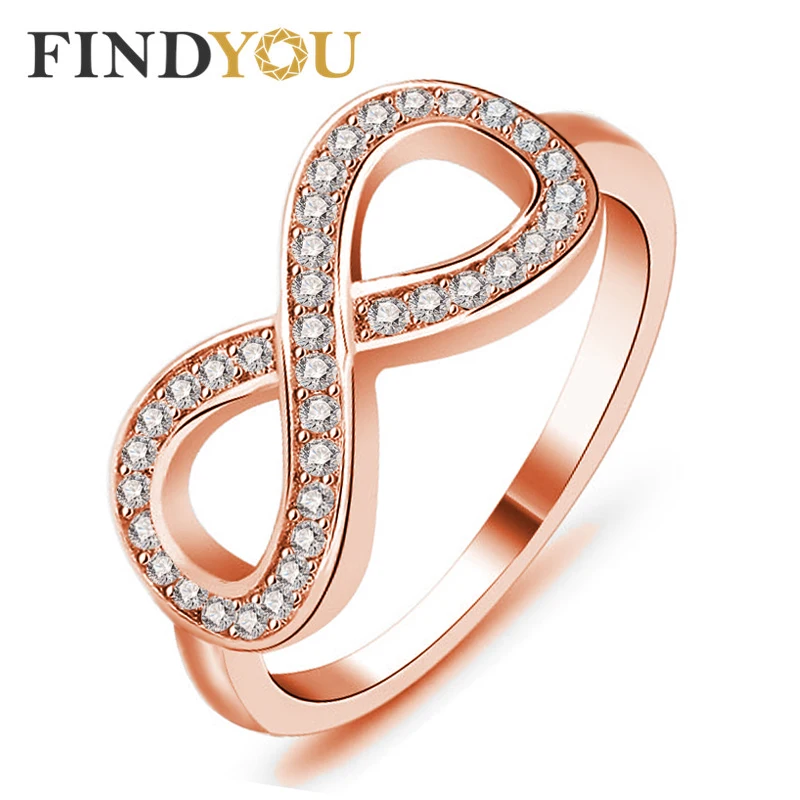 Женское кольцо FINDYOU Infinite love классическое из розового золота с кубическим