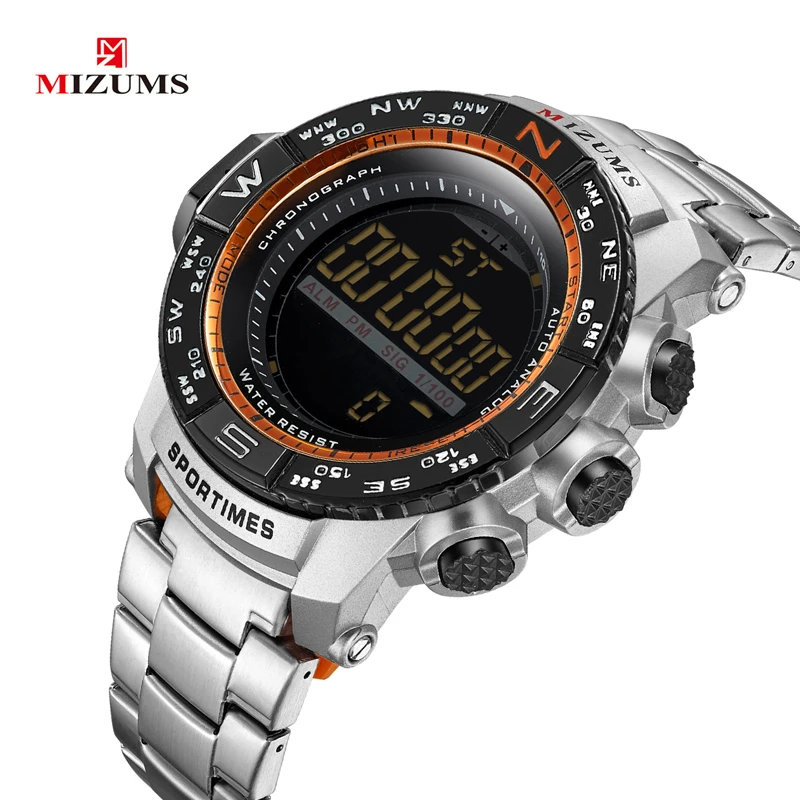 full golden steel band led digital watches for men cool big case sports watches waterproof military watch whoolesale drop shipping (11)