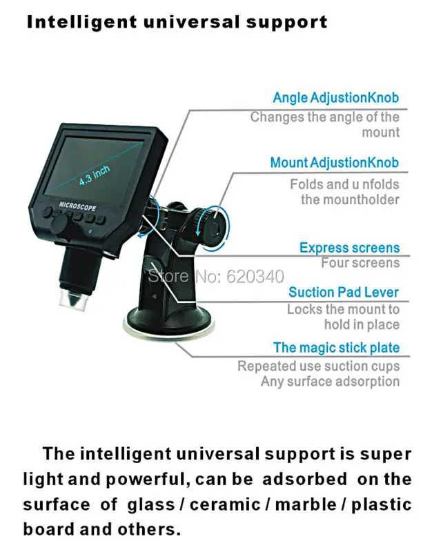 1-600X Портативный видео USB lcd Цифровой микроскоп с 4,3 дюймовым HD oled-дисплеем для BGA Reballing