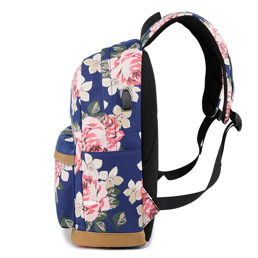 Женский рюкзак для ноутбука Mochila Escolar тканевый женский с внешней usb зарядкой