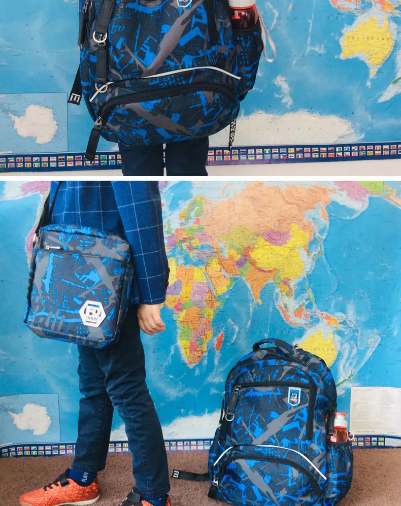 Комплект из 3 предметов, высокие школьные ранцы для мальчиков, рюкзак для детей, Студенческая сумка, большой Водонепроницаемый Школьный рюкзак, сумка на плечо для мальчиков, пенал
