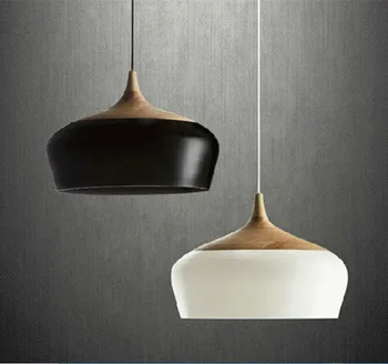 

Modern pendant light Wood and aluminum lamp black/ white restaurant bar coffee dining room LED hanging light fixture