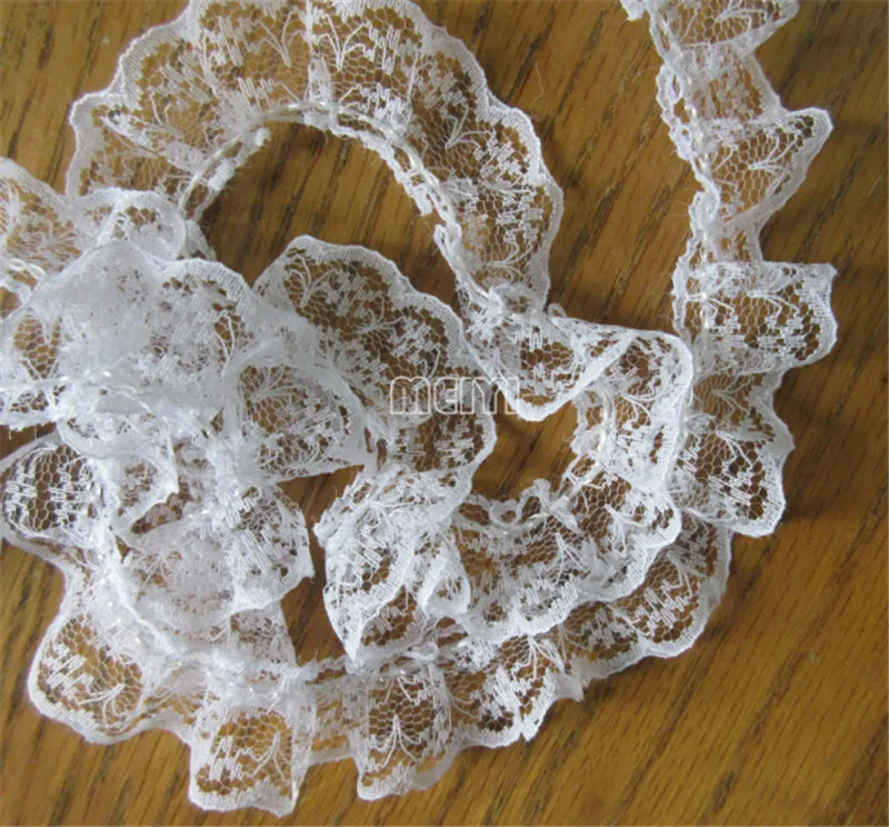 20 yards 2cm Width Pleated Organza Fabric Lace Edge Trim Ribbon Handmade DIY Wedding Dress Bridal Sewing Craft Decoration lace ribbon,lace fabric,lace sewing accessories,lace sewing supplies,lace accessories,lace garment accessories,lace decoration