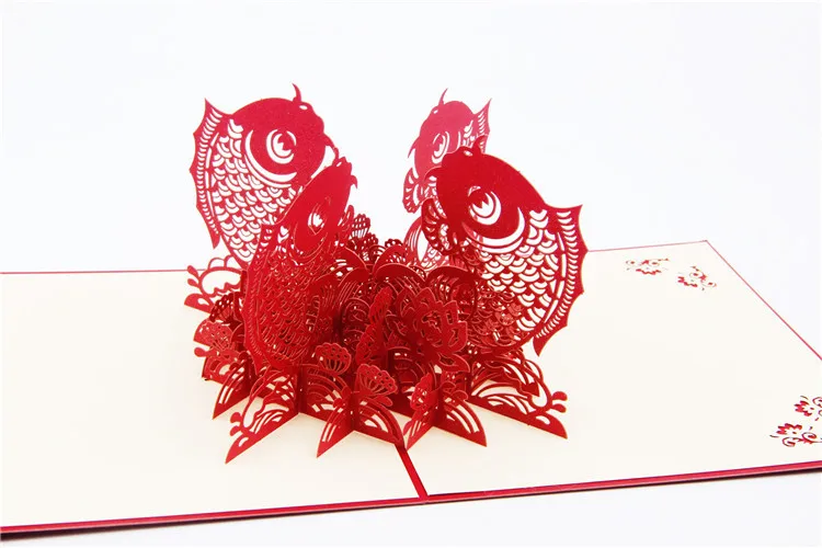 3D рыбы кои персонализированные год ручной работы 3D Поздравительные открытки спасибо открытки с днем рождения открытки для Дня отца подарок