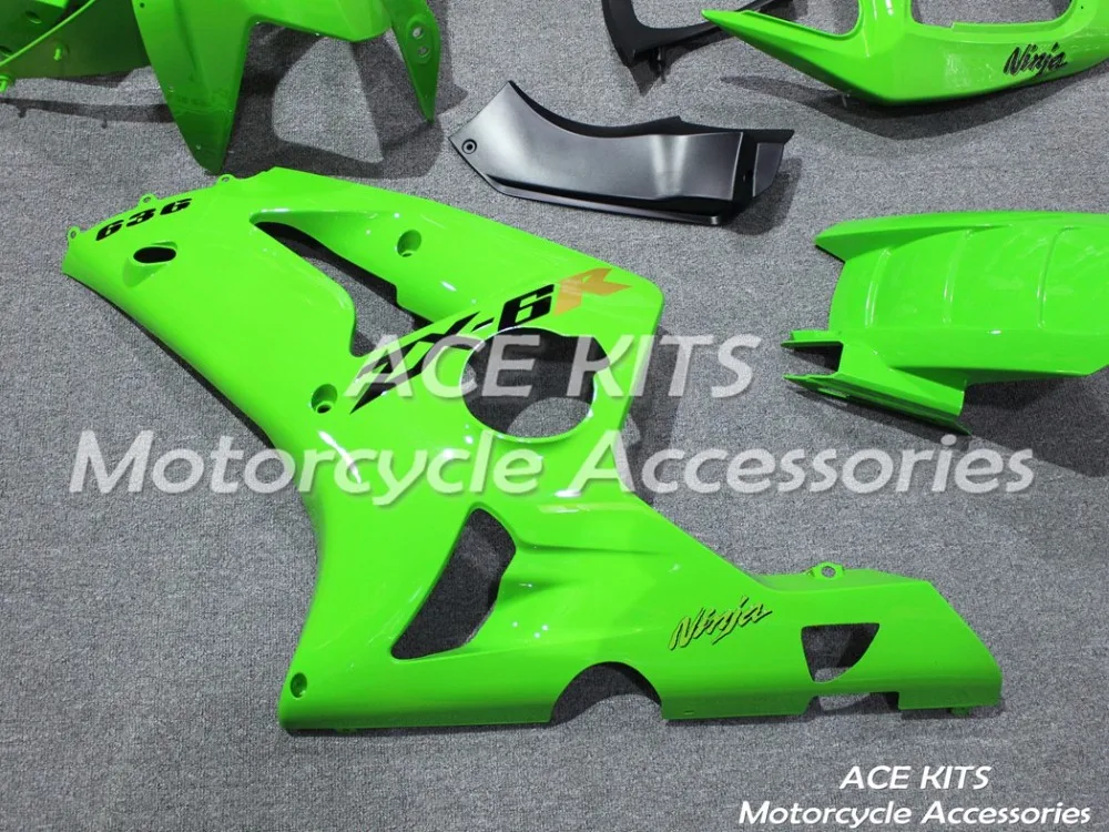 Мотоциклетный обтекатель abs для Kawasaki ZX-6R 636 2003-2004 инъекции кузова сенсационный зеленый ACE № 913
