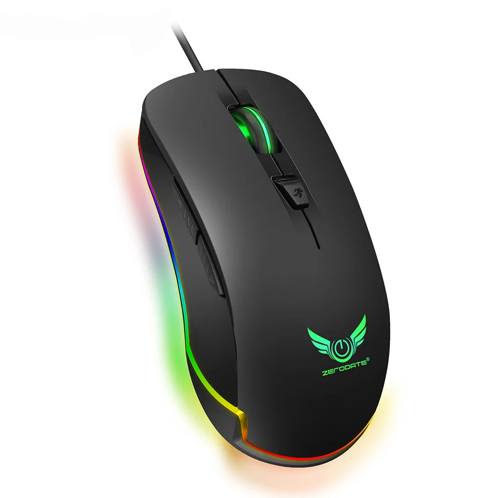 ZERODATE S600 Проводная игровая мышь USB 4800DPI 6 клавиш оптическая компьютерная RGB