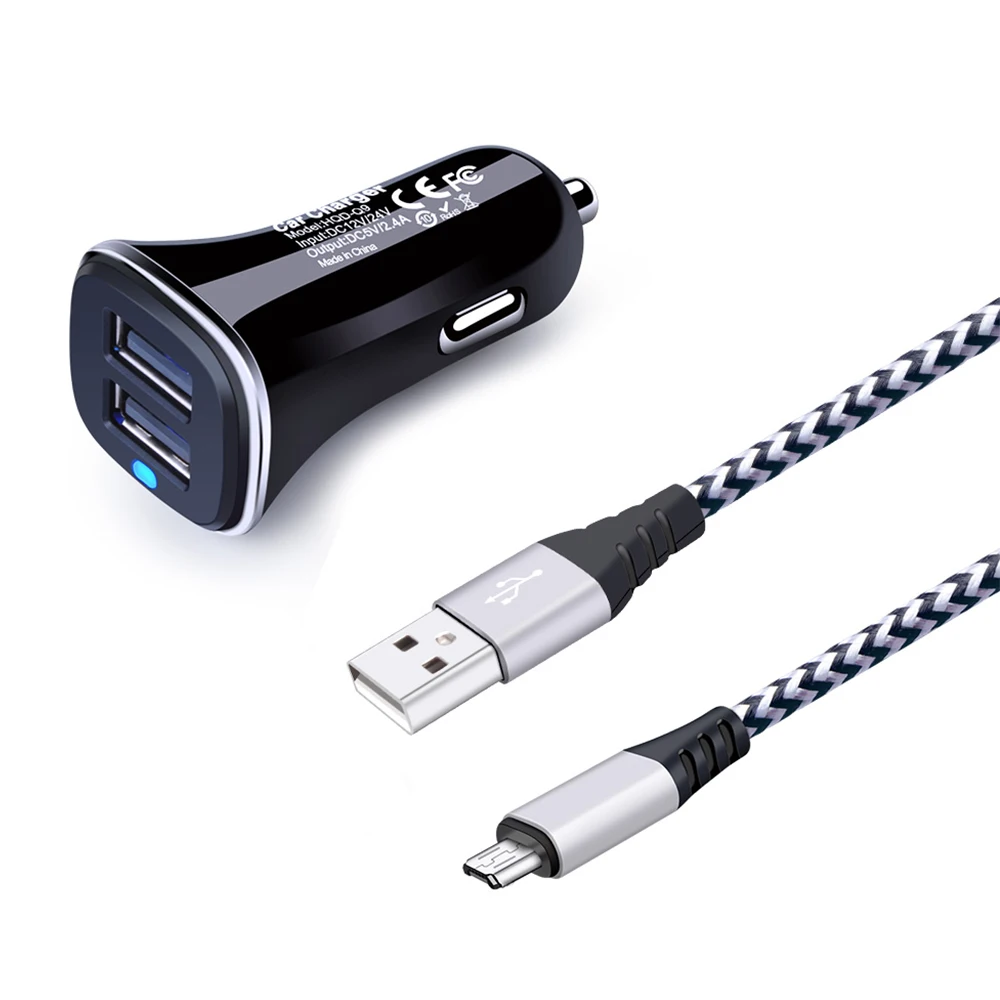 Dual USB Car Charger output 2.4A Rapid Car Charger Adapter for iPhone X 8 8plus 6Splus 7 for