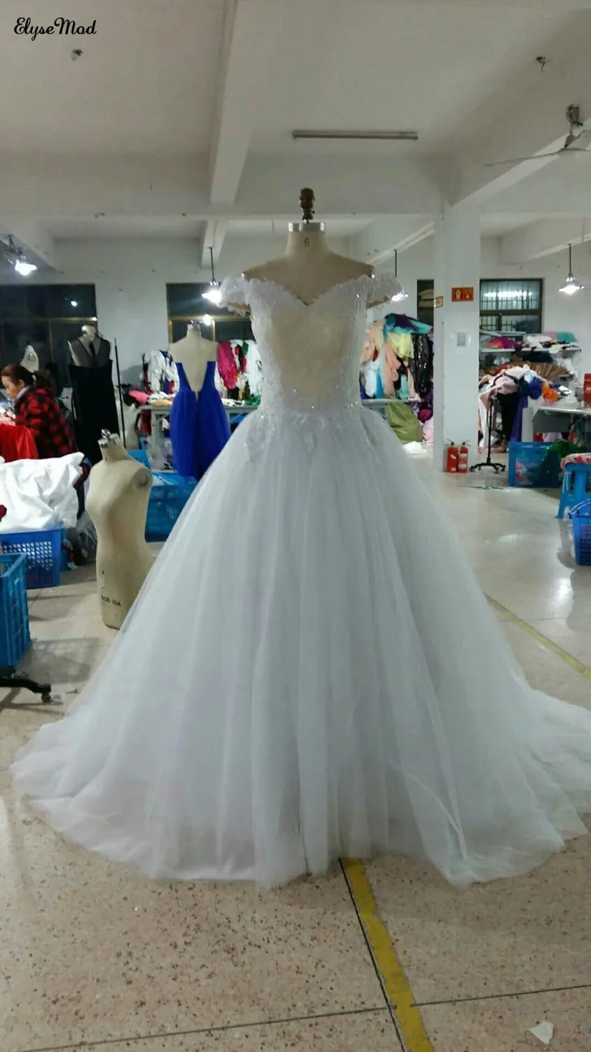

Vestido de Noiva Manga Longa Ball Gown Pearls Lace Wedding Dresses Sexy Sweetheart Bridal Gowns Bridal Bride Dress