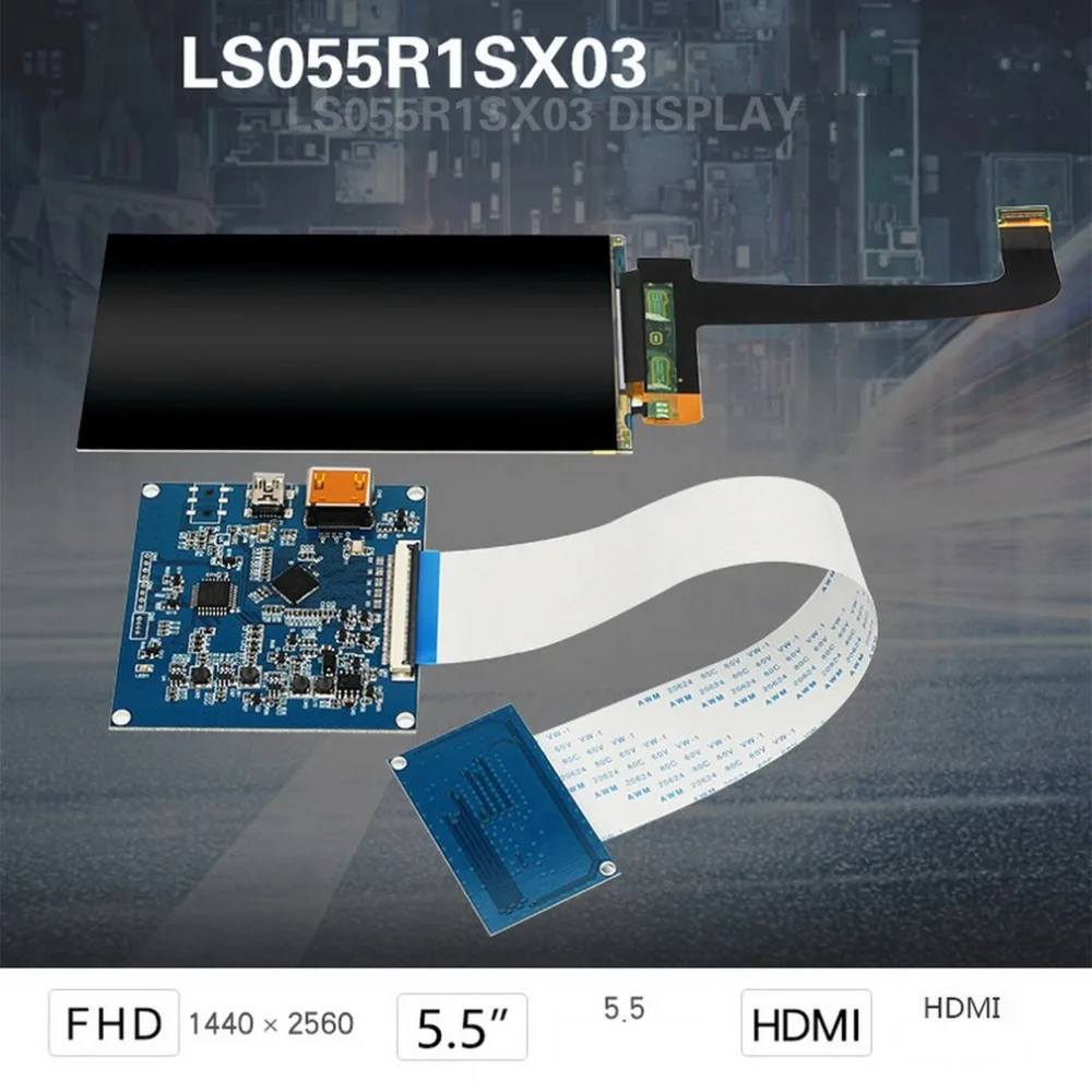 

LS055R1SX03 5.5 inch 2k LCD Module 2560x1440 LCD Screen Display with HDMI to MIPI Controller Board 3D Printer Part
