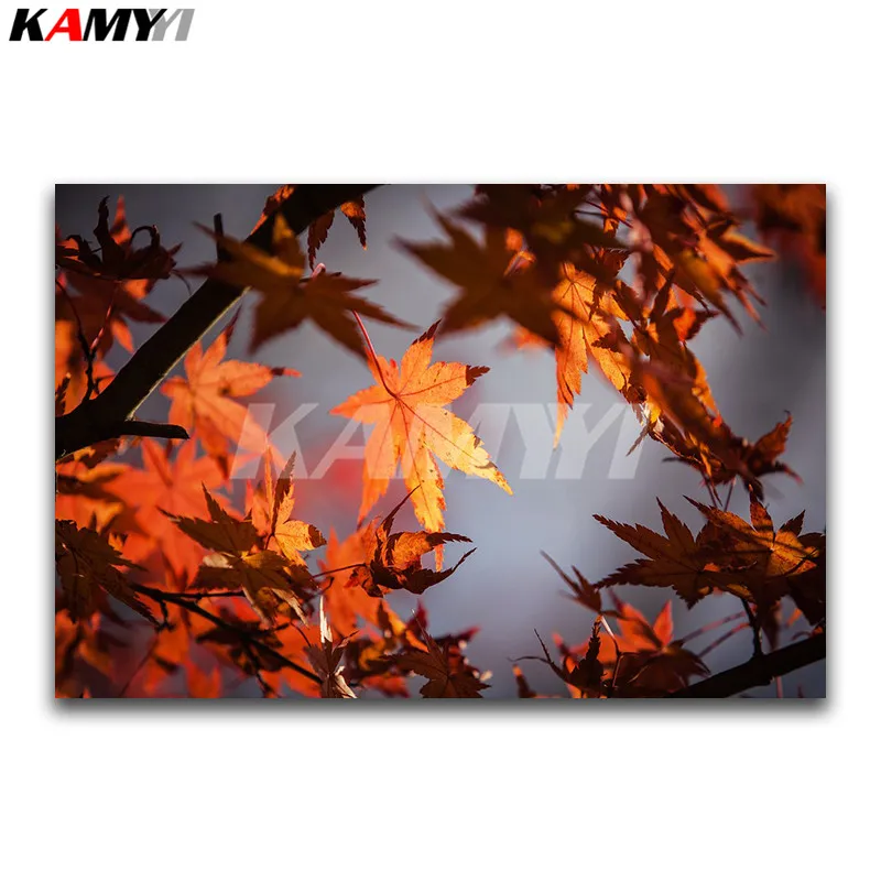 

Full Square Diamond embroidery Cross stitch autumn scenery Full Diamond mosaic red Leaves 3D DIY Diamond painting maple tree