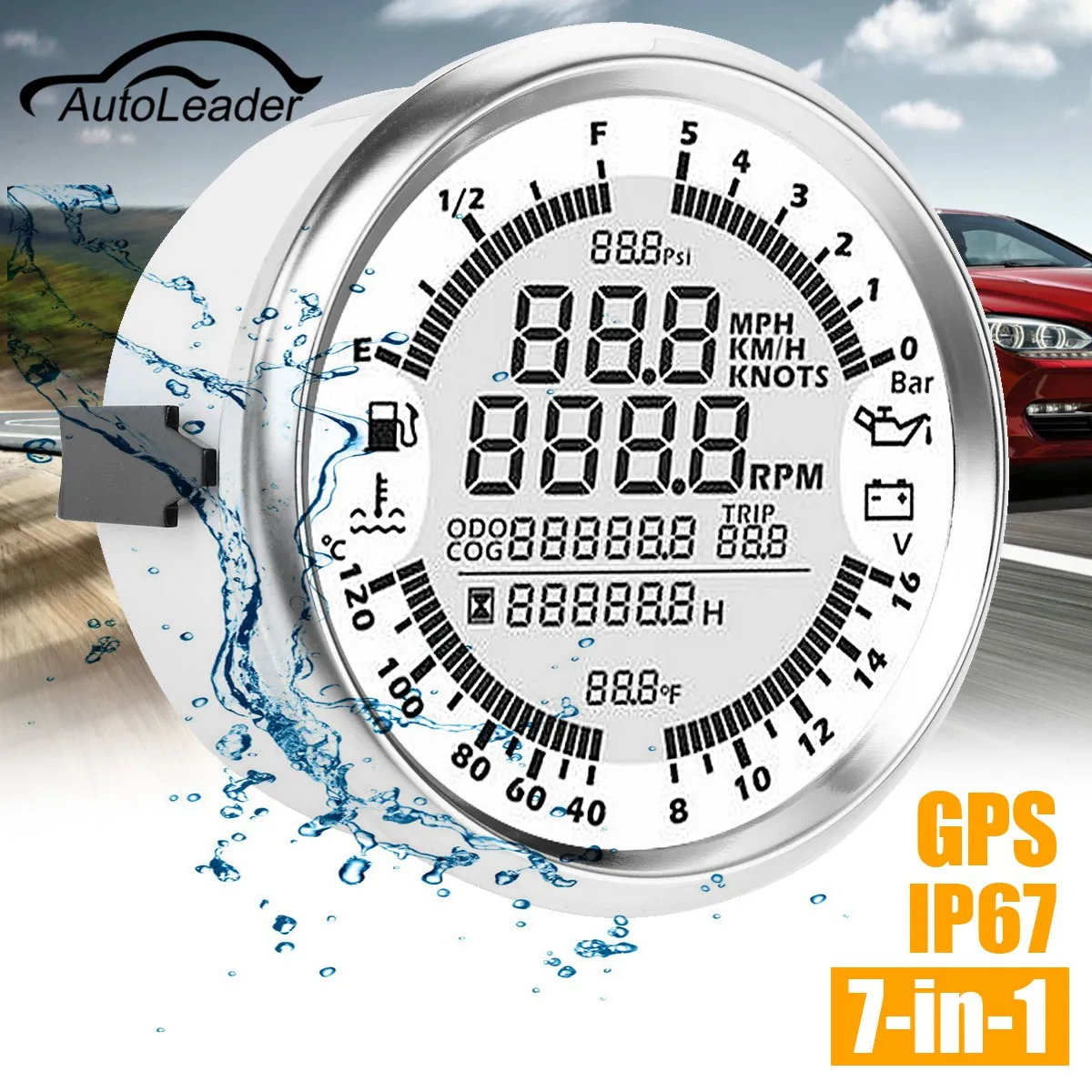 

Autoleader 85mm GPS Speedometer Oil Pressure Gauge Fuel Gauge Tachometer Speed Boat Car DIY