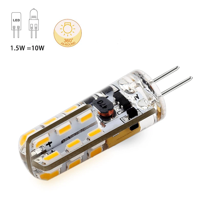 6 шт. G4 Светодиодная лампа 12В AC DC LED 24LED Замена 10Вт галогенная для потолочных