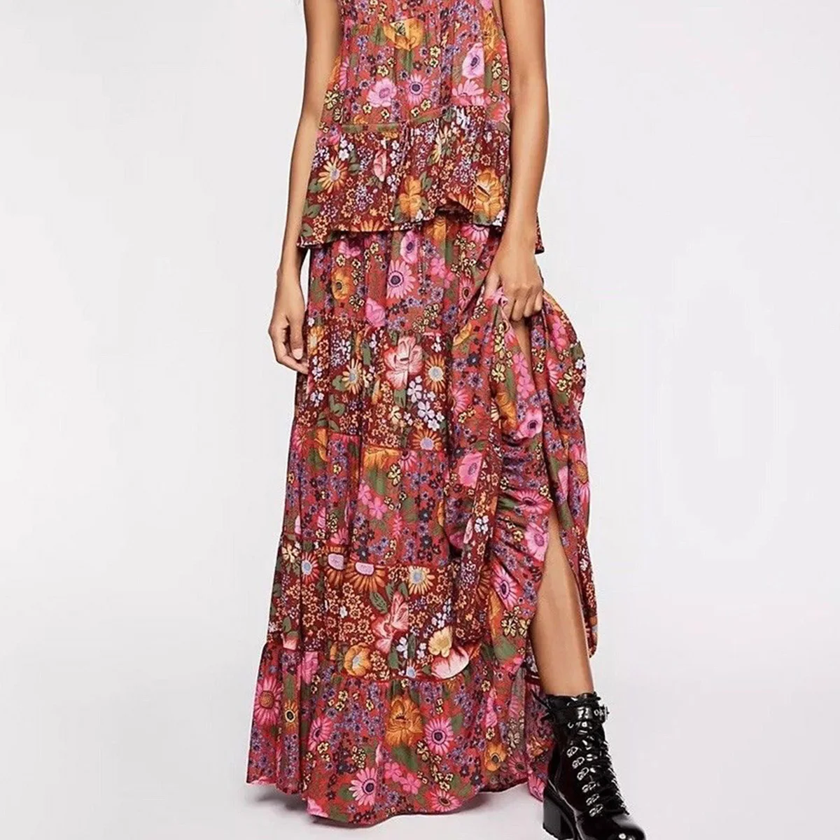 

Daisy Print Maxi Skirt Women 2019 Summer Bohemian High Waist Big Hem Skirts Boho Floral Chic Beach Wear Hippie Party Long Skirt