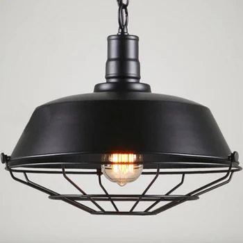 

Vintage Industrial Black/Rust Iron Lid Design Led E27 Chain Pendant Light for Dining Room Restaurant Bar Dia 26/36/46cm 1654