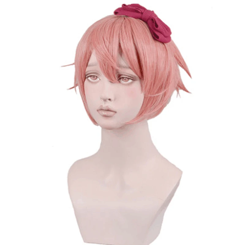 

Ebingoo Sayori Wig DDLC Doki Doki Literature Club Synthetic Cosplay Wig Natural Wave Short Pink Anime Bob Hair Wigs for Girls