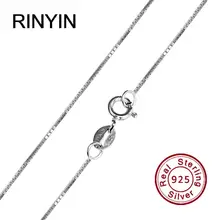 RINYIN 925 пробы серебро Цепочки и ожерелья Модные украшения 1 мм 16/18/20/22/24 дюймов цепи коробки