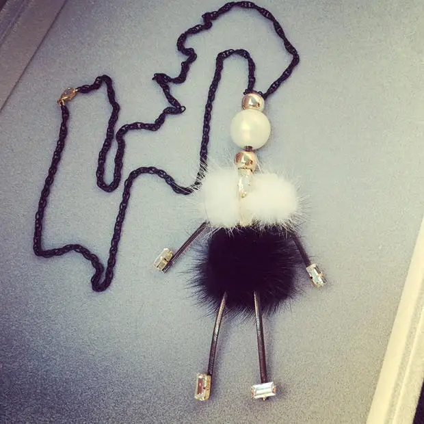 Winter Style Charming Plush Pendant Doll Necklace Fashion Vintage