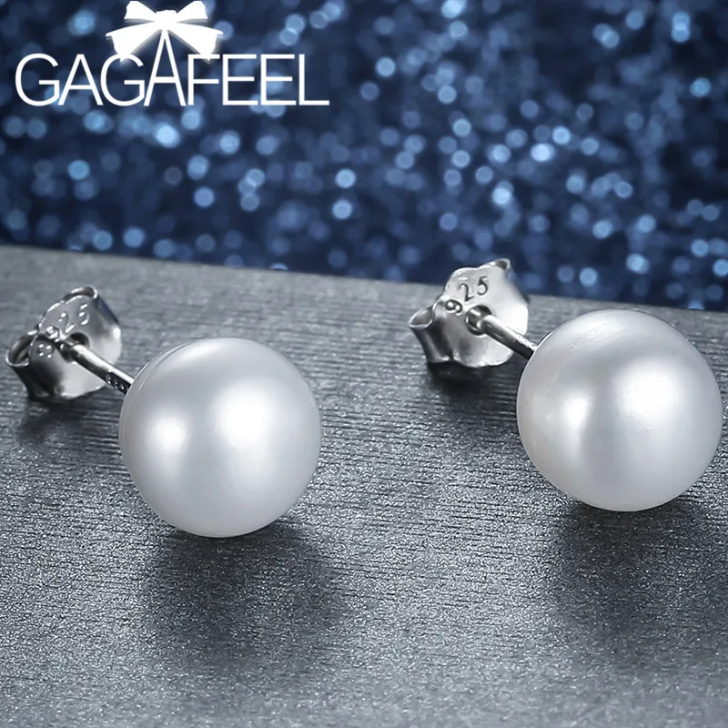 GAGAFEEL, высокое качество, жемчуг, серебро 925, серьги-гвоздики, хорошее ювелирное изделие, 6 мм, белый жемчуг, S925, серьги для женщин, Прямая поставка