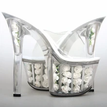 Блестящие вечерние прозрачные туфли/Туфли/вечерние туфли на высоком каблуке 20 см; босоножки; танцевальные туфли на высоком каблуке