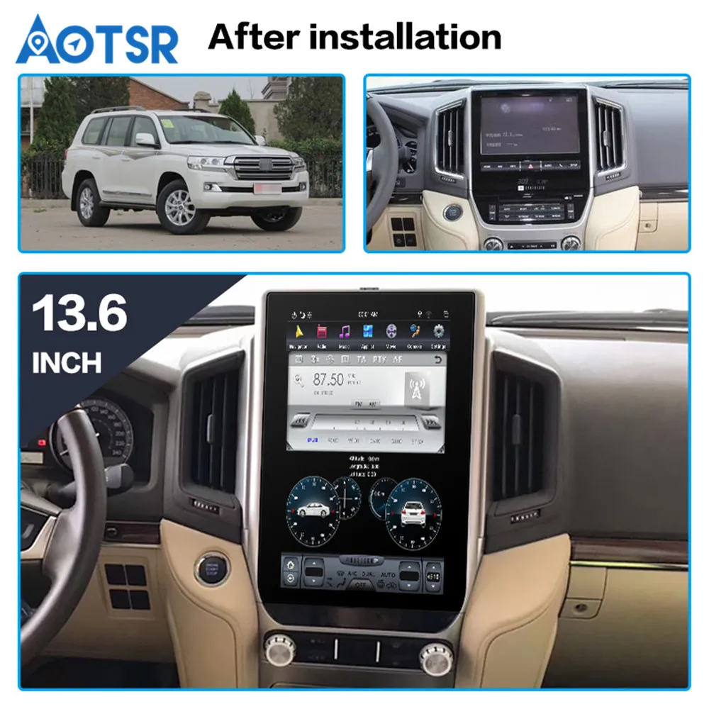13,6 'Tesla стиль Android 8,1 gps навигация автомобильный dvd-плеер для Toyota Land Cruiser LC200- авто радио мультимедиа радио