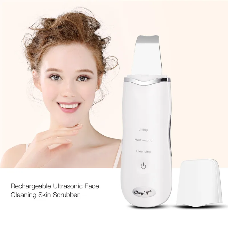 

Ultrasonic Facial Scrubber Deep Face Cleaning Skin Scrubber Pore Cleaner Vibration Exfoliating Peeling Tools USB Rechargeable 35