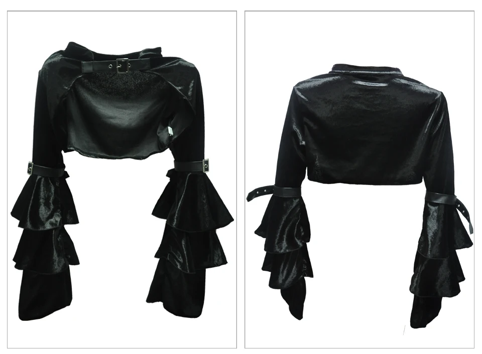 Черный длинный рукав "Бабочка" бархат в готическом стиле пальто пикантные болеро куртка в псевдостаринном стиле Для женщин костюм для бурлеска корсет аксессуары
