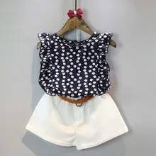 Toddler Kids Baby Girls Outfit Clothes Floral T-shirt Tops+Shorts Pants 2PCS Set Send Belt Summer Beach Girls Clothes Set Toddler Kids Baby Girls Outfit Clothes Floral T-shirt Tops+Shorts Pants 2PCS Set Send Belt Summer Beach Girls Clothes Set