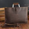Guimt-sac 2022 Crazy horse pour homme couleur café, sacoche vintage en cuir véritable, sacs d'affaires pour hommes mallette en cuir ► Photo 2/6