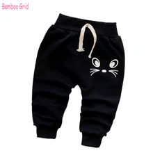 Детские штаны на осень, новые хлопковые штаны хорошего качества с милым котом Trousers0-2 года для маленьких мальчиков и девочек