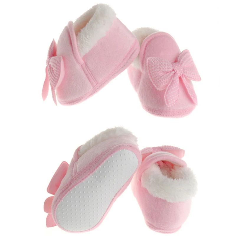

Butterfly-knot Lovely Winter Warm Baby Shoes Soft Bottom Non-slip Bow Toddler Shoes First Walkers Newborn Baby Boys Footwear