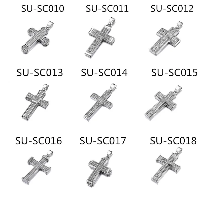 Крошечные шикарные стразы, подвеска в виде Креста Иисуса для мужчин, покрытые блестящим кристаллом, золото/серебро, ожерелье с цепочкой, ювелирные изделия в стиле хип-хоп