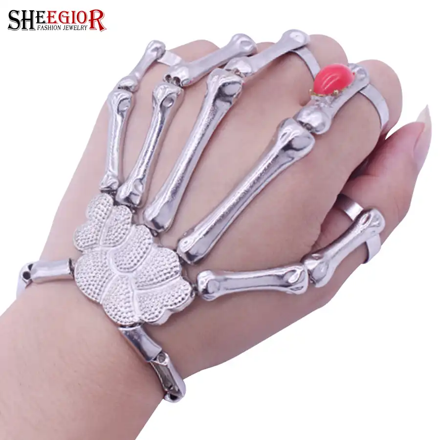 Sheegior Punk Rock Skeleton Hand Men S Bracelets Bangles For Sheegior Punk Rock Skeleton Hand Men S