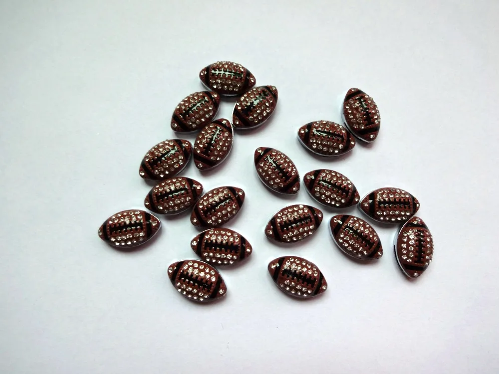 

free shipping 30pcs/lot 10mm American football Slide Charms with full crystal fit diy pet collars Can Through 10mm Wristband