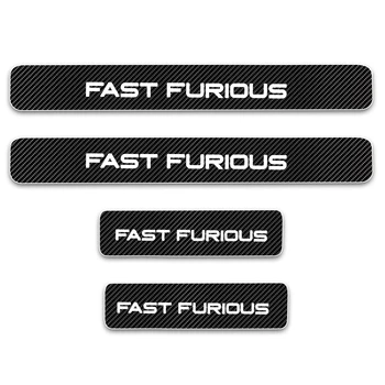 

Car Door Sill Scuff Plate Door Threshold Plate With"FAST FURIOUS" Logo Carbon Fiber Vinyl Stickers Interior Universal CarStyling