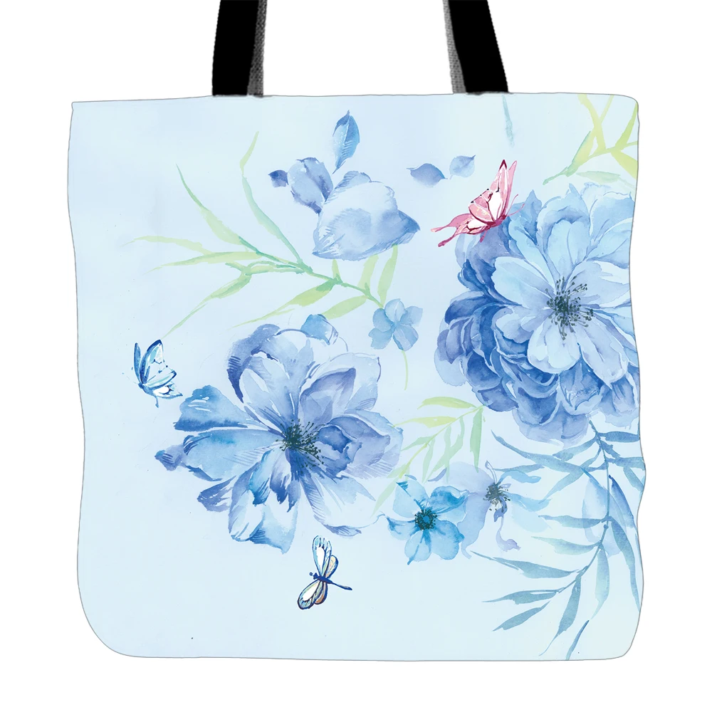 Hello Spring Flowers Printing Tote Bag For Shopping Travel School Used