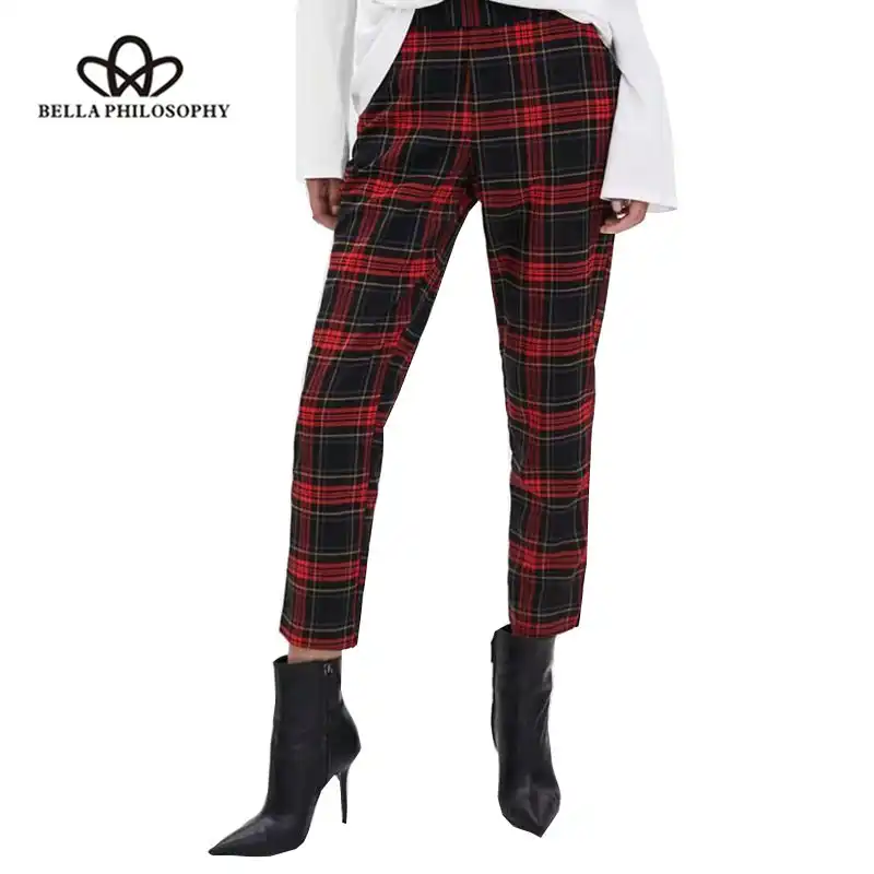 plaid slacks womens