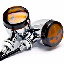NOVA 2 pcs Crânio Luzes Indicadoras Motorcycle Turn Signal para Harley Dyna Sportster