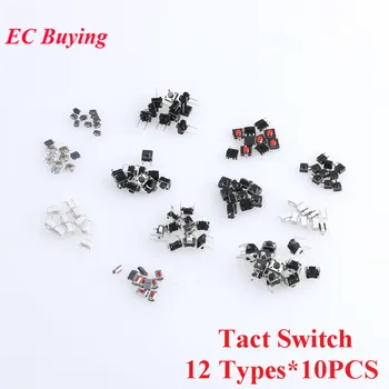 

120PCS Tact Switch Push Button Micro Switch Direct Plug-in Self-reset DIP SMD Micro Switch 12 Types*10PCS