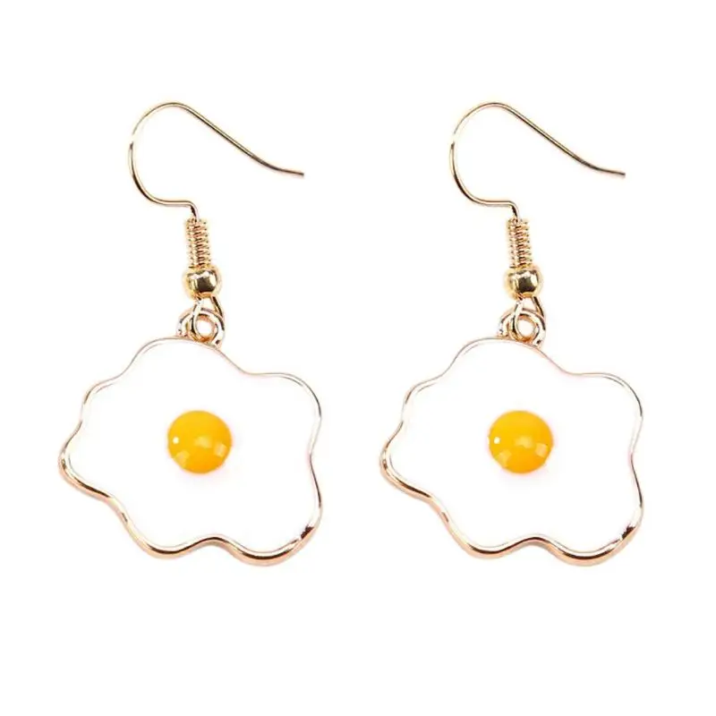 

Vivid Omelette Egg Pendant Special Drop Earrings For Women Food Dangle Earrings Acrylic Omelette Egg Drop Dangle Hook Earrings